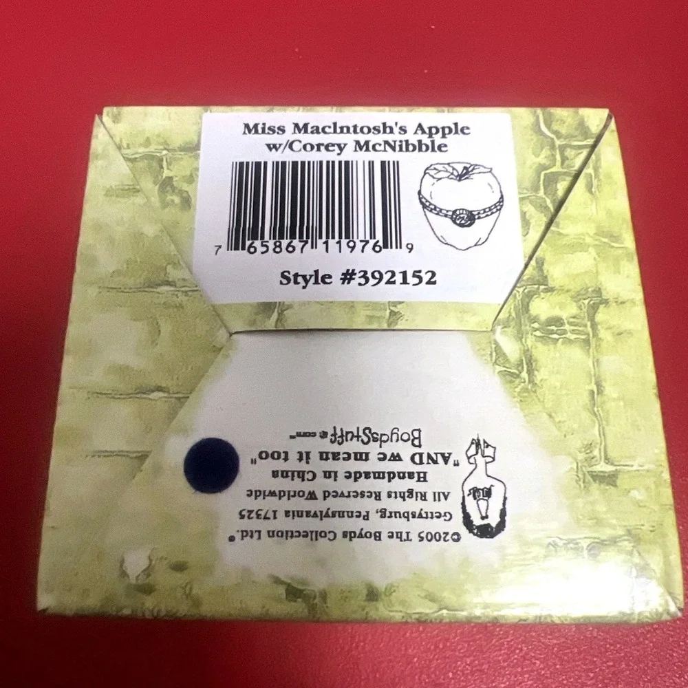 New Boyds Bear Miss Macintosh Apple Treasure BoxTrinket Mouse uncle beans